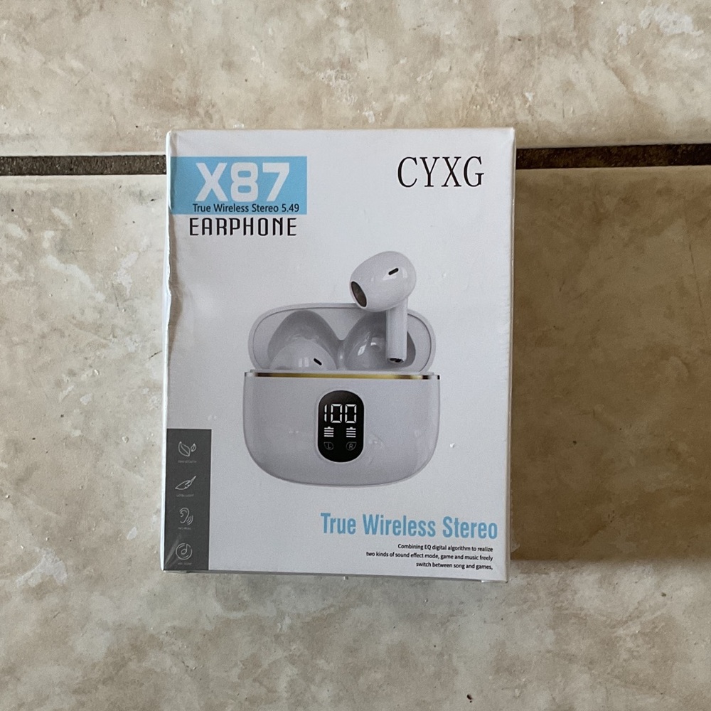 X87 White True Wireless Stereo Earbuds with Charging Case